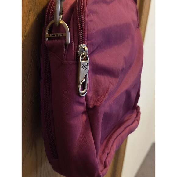 Travelon Women's Anti-Theft Small Crossbody Bag Burgundy Red - Picture 3 of 8